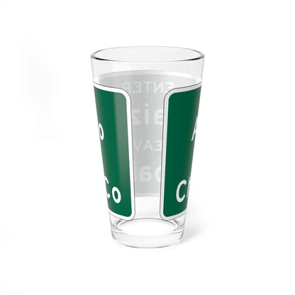 MUTCD-OH I-H2f open text (Ohio) (Road Sign) Pint Glass 16oz - Go Mug Yourself