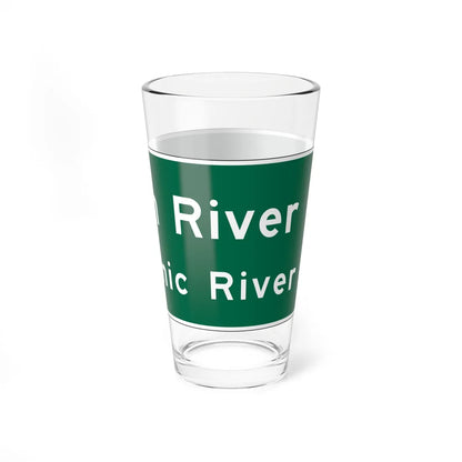 MUTCD-OH I-H3b open text (Ohio) (Road Sign) Pint Glass 16oz - Go Mug Yourself