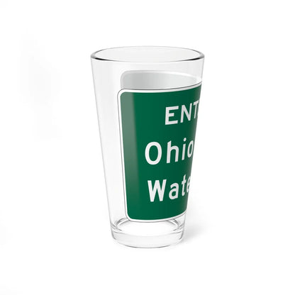 MUTCD-OH I-H3d open text (Ohio) (Road Sign) Pint Glass 16oz - Go Mug Yourself