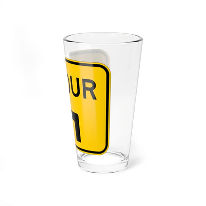 MUTCD-OH M4-H9L warning (Ohio) (Road Sign) Pint Glass 16oz - Go Mug Yourself