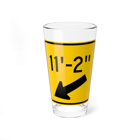MUTCD-OH W12-H3L open text (Ohio) (Road Sign) Pint Glass 16oz 16oz - Go Mug Yourself