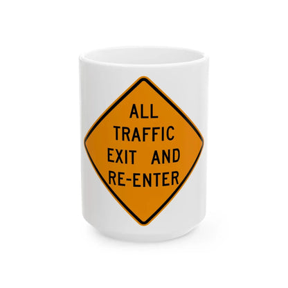 MUTCD-OH W20-H19 (Ohio) (Road Sign) White Coffee Mug 15oz - Go Mug Yourself