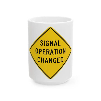 MUTCD-OH W23-H2a (Ohio) (Road Sign) White Coffee Mug 15oz - Go Mug Yourself