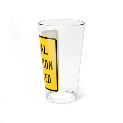 MUTCD-OH W23-H2b (Ohio) (Road Sign) Pint Glass 16oz - Go Mug Yourself