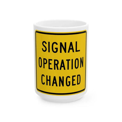 MUTCD-OH W23-H2b (Ohio) (Road Sign) White Coffee Mug 15oz - Go Mug Yourself