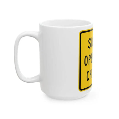 MUTCD-OH W23-H2b (Ohio) (Road Sign) White Coffee Mug - Go Mug Yourself