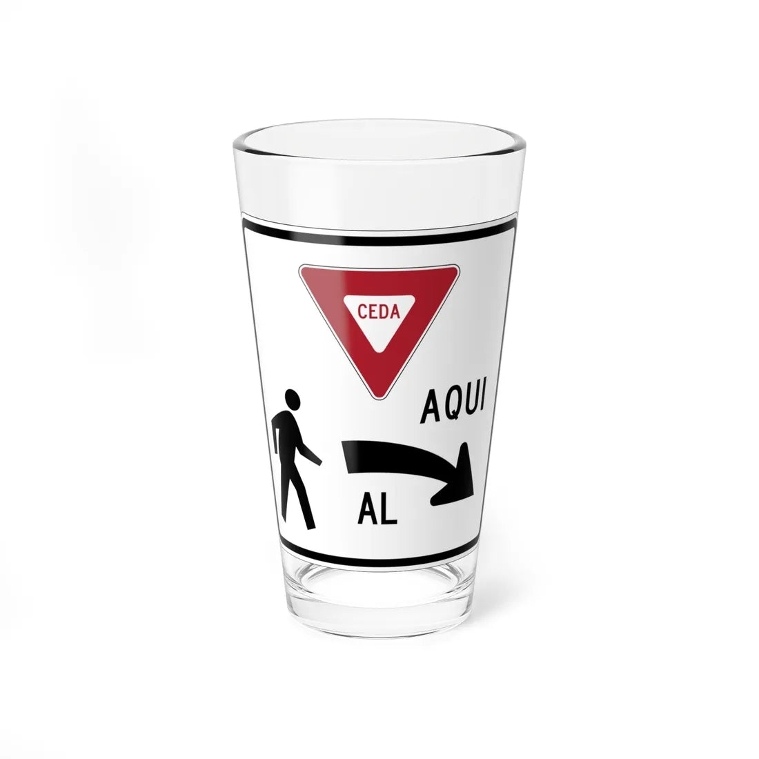 MUTCD-PR R1-5D (Puerto Rico) (Road Sign) Pint Glass 16oz 16oz - Go Mug Yourself