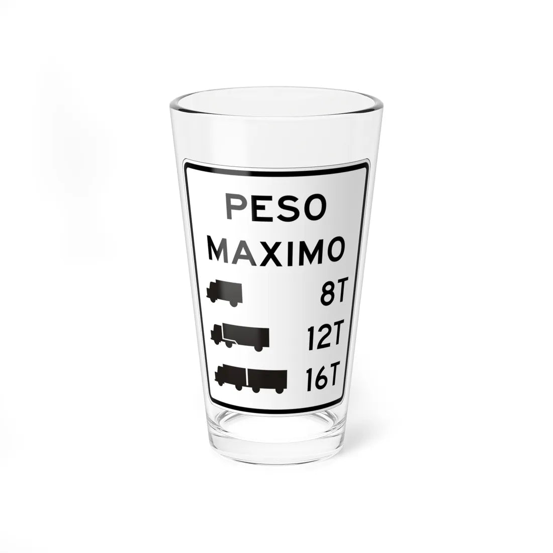 MUTCD-PR R12-5 open text (Puerto Rico) (Road Sign) Pint Glass 16oz 16oz - Go Mug Yourself