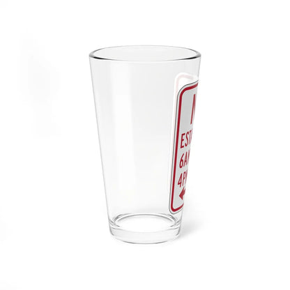 MUTCD-PR R7-2a open text (Puerto Rico) (Road Sign) Pint Glass 16oz - Go Mug Yourself