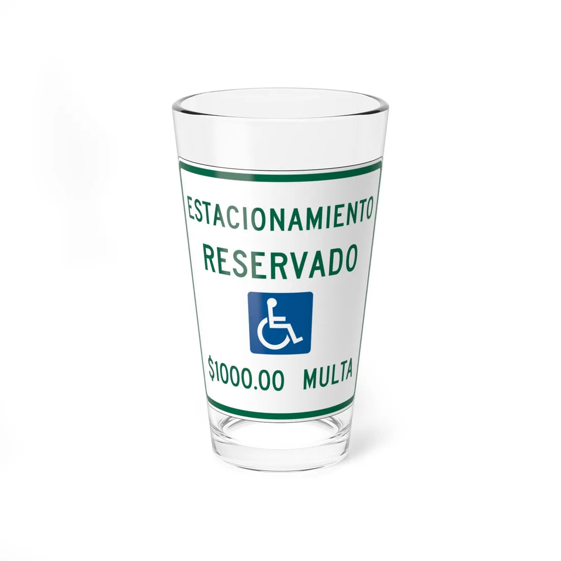 MUTCD-PR R7-8 (Puerto Rico) (Road Sign) Pint Glass 16oz 16oz - Go Mug Yourself