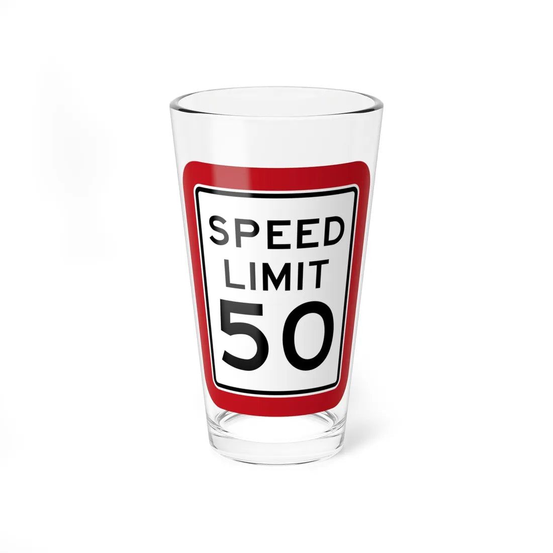 MUTCD-TX R2-1T (Texas) (Road Sign) Pint Glass 16oz 16oz - Go Mug Yourself