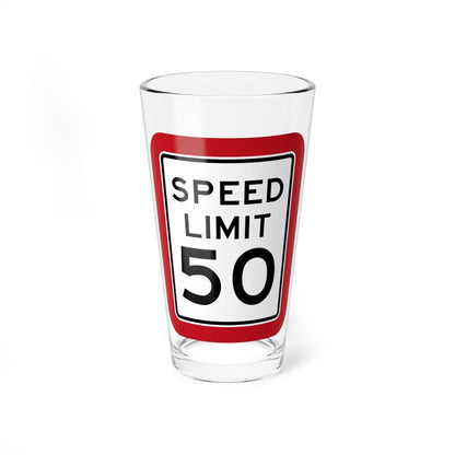 MUTCD-TX R2-1T (Texas) (Road Sign) Pint Glass 16oz 16oz - Go Mug Yourself