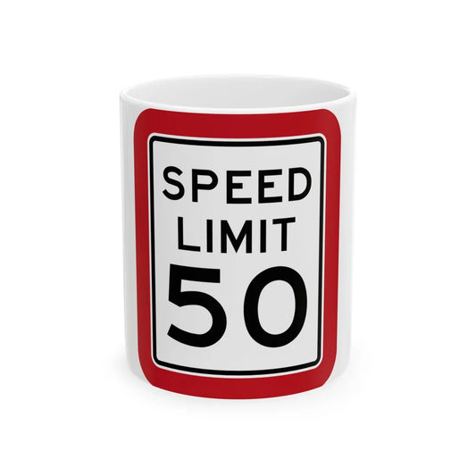 MUTCD-TX R2-1T (Texas) (Road Sign) White Coffee Mug 11oz - Go Mug Yourself
