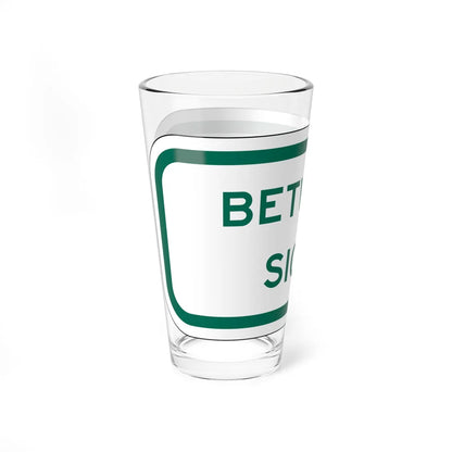 MUTCD-TX R7-202aTP GRN (Texas) (Road Sign) Pint Glass 16oz - Go Mug Yourself