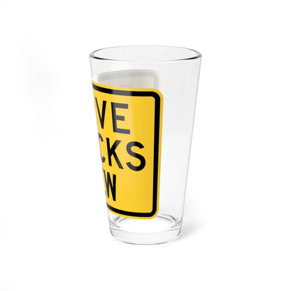 MUTCD-TX W1-11TP (Texas) (Road Sign) Pint Glass 16oz - Go Mug Yourself