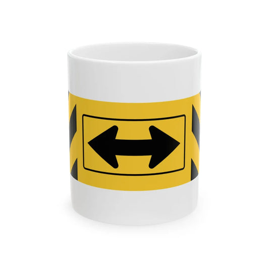 MUTCD-TX W1-7T (Texas) (Road Sign) White Coffee Mug 11oz - Go Mug Yourself