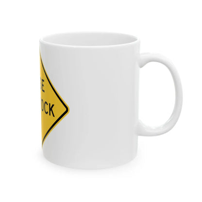 MUTCD-TX W17-3T (Texas) (Road Sign) White Coffee Mug - Go Mug Yourself