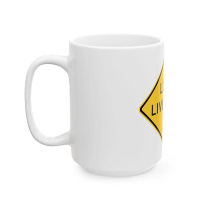 MUTCD-TX W17-3T (Texas) (Road Sign) White Coffee Mug - Go Mug Yourself