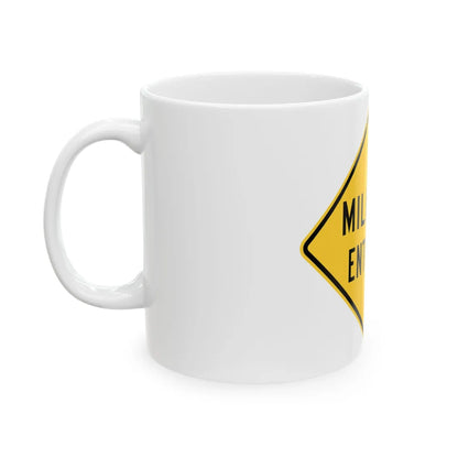 MUTCD-TX W17-6T (Texas) (Road Sign) White Coffee Mug - Go Mug Yourself