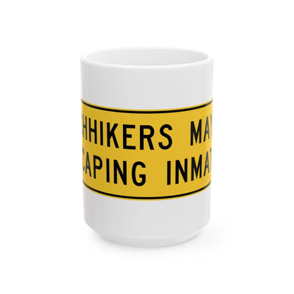 MUTCD-TX W17-9T (Texas) (Road Sign) White Coffee Mug 15oz - Go Mug Yourself