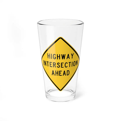 MUTCD-TX W2-1aT (Texas) (Road Sign) Pint Glass 16oz 16oz - Go Mug Yourself