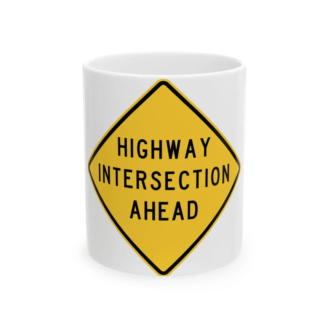 MUTCD-TX W2-1aT (Texas) (Road Sign) White Coffee Mug 11oz - Go Mug Yourself