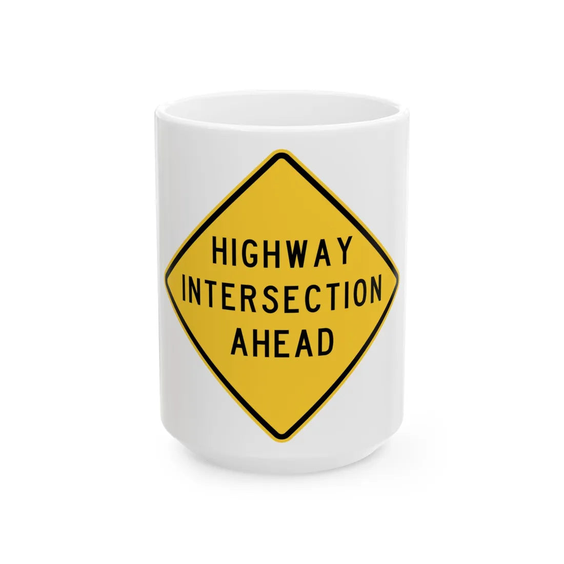 MUTCD-TX W2-1aT (Texas) (Road Sign) White Coffee Mug 15oz - Go Mug Yourself