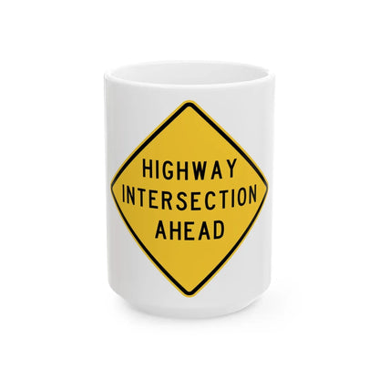 MUTCD-TX W2-1aT (Texas) (Road Sign) White Coffee Mug 15oz - Go Mug Yourself