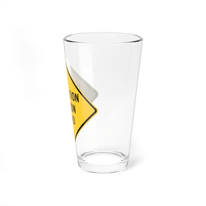 MUTCD-TX W20-3TD (Texas) (Road Sign) Pint Glass 16oz - Go Mug Yourself