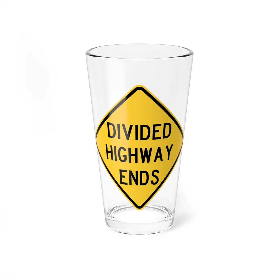 MUTCD-TX W6-2aT (Texas) (Road Sign) Pint Glass 16oz 16oz - Go Mug Yourself