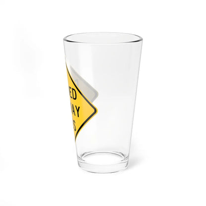 MUTCD-TX W6-2aT (Texas) (Road Sign) Pint Glass 16oz - Go Mug Yourself