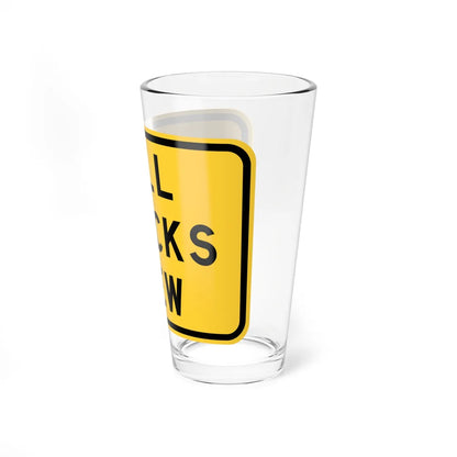 MUTCD-TX W7-6TP (Texas) (Road Sign) Pint Glass 16oz - Go Mug Yourself
