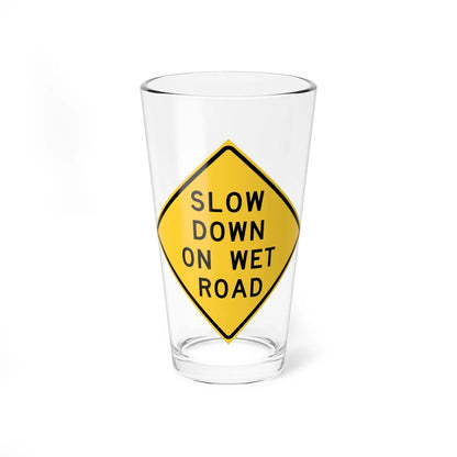 MUTCD-TX W8-5aT (Texas) (Road Sign) Pint Glass 16oz 16oz - Go Mug Yourself