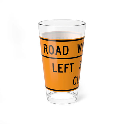 MUTCD-VA TW20-V1-L (Virginia) (Road Sign) Pint Glass 16oz - Go Mug Yourself