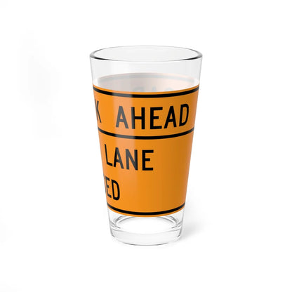 MUTCD-VA TW20-V2-C (Virginia) (Road Sign) Pint Glass 16oz - Go Mug Yourself