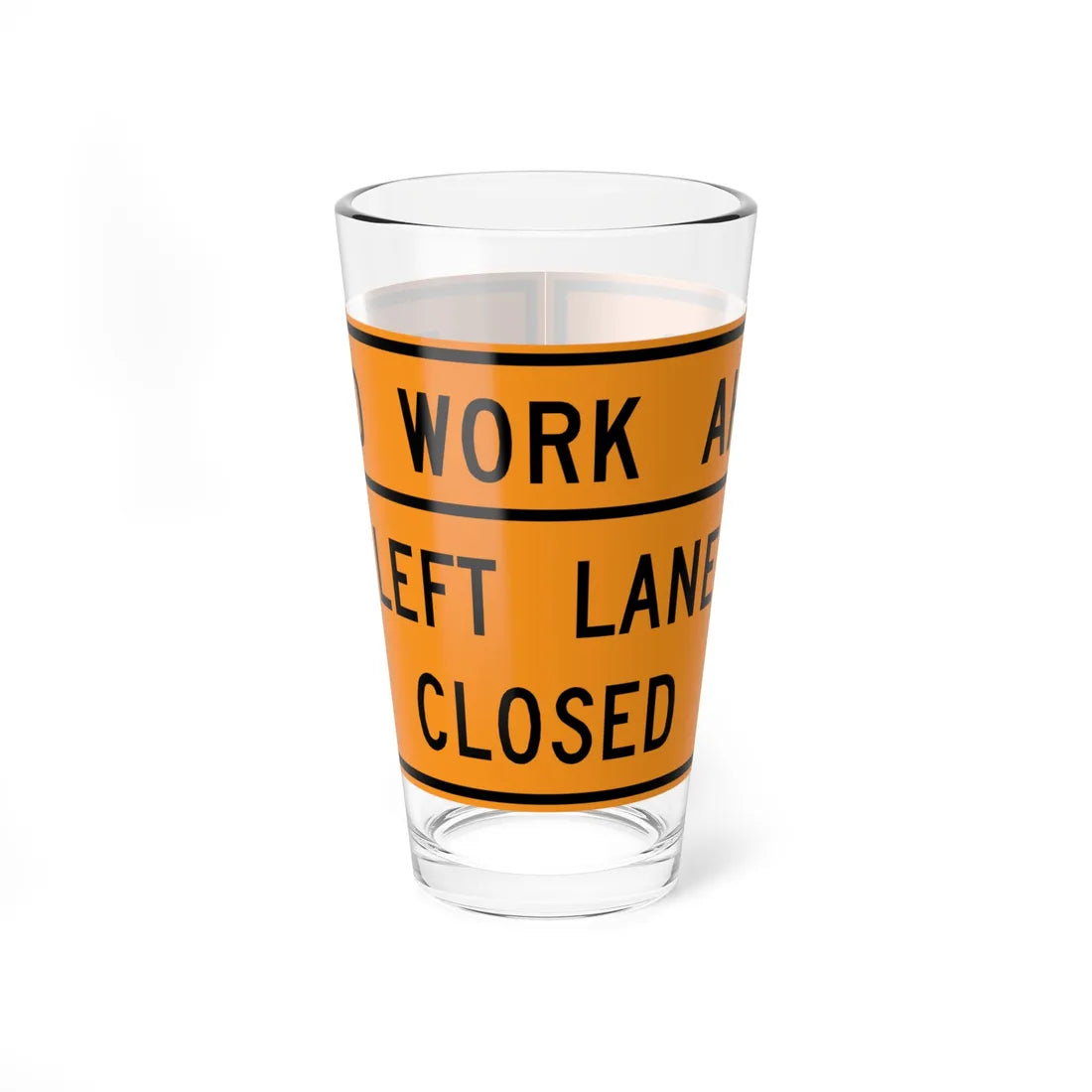 MUTCD-VA TW20-V2-L (Virginia) (Road Sign) Pint Glass 16oz - Go Mug Yourself