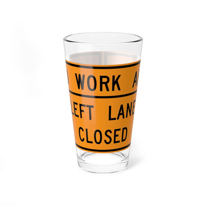 MUTCD-VA TW20-V2-L (Virginia) (Road Sign) Pint Glass 16oz - Go Mug Yourself