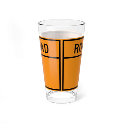 MUTCD-VA TW20-V2-R (Virginia) (Road Sign) Pint Glass 16oz - Go Mug Yourself
