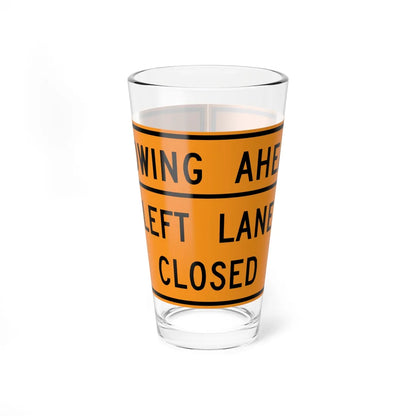 MUTCD-VA TW20-V4-L (Virginia) (Road Sign) Pint Glass 16oz 16oz - Go Mug Yourself