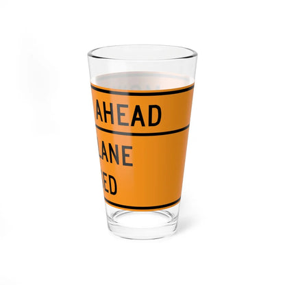 MUTCD-VA TW20-V4-L (Virginia) (Road Sign) Pint Glass 16oz - Go Mug Yourself