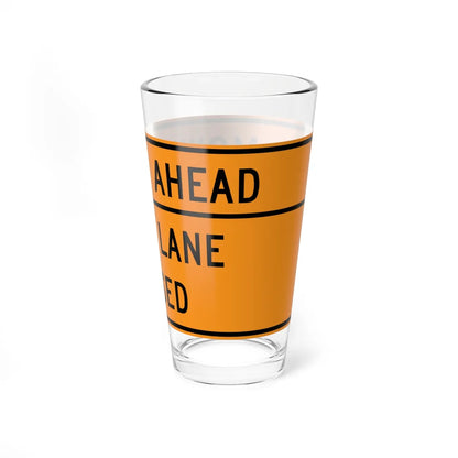 MUTCD-VA TW20-V4-R (Virginia) (Road Sign) Pint Glass 16oz - Go Mug Yourself