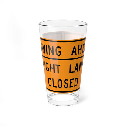 MUTCD-VA TW20-V4-R (Virginia) (Road Sign) Pint Glass 16oz - Go Mug Yourself