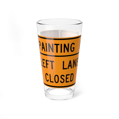 MUTCD-VA TW20-V5-L (Virginia) (Road Sign) Pint Glass 16oz - Go Mug Yourself