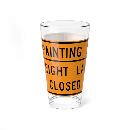 MUTCD-VA TW20-V5a-R (Virginia) (Road Sign) Pint Glass 16oz 16oz - Go Mug Yourself