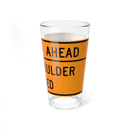 MUTCD-VA TW20-V6-L (Virginia) (Road Sign) Pint Glass 16oz - Go Mug Yourself