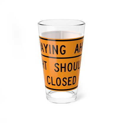 MUTCD-VA TW20-V6-R (Virginia) (Road Sign) Pint Glass 16oz - Go Mug Yourself