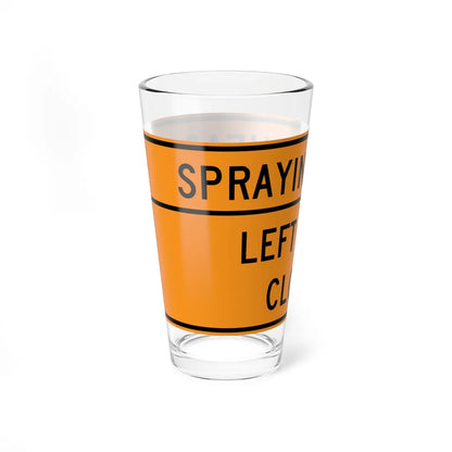 MUTCD-VA TW20-V7-L (Virginia) (Road Sign) Pint Glass 16oz - Go Mug Yourself