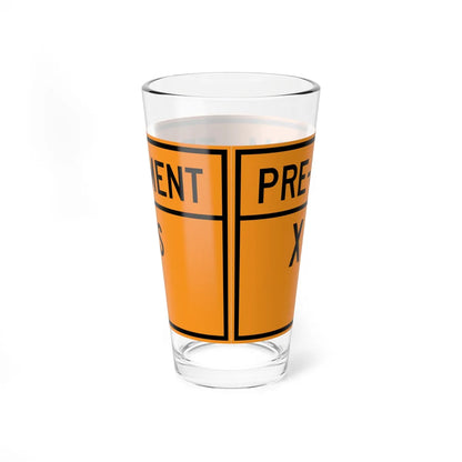 MUTCD-VA TW20-V8a-R (Virginia) (Road Sign) Pint Glass 16oz - Go Mug Yourself