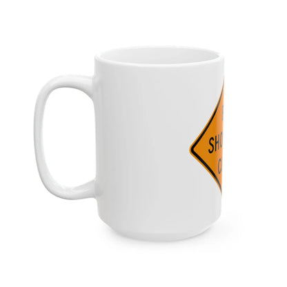 MUTCD-VA TW21-V11 (Virginia) (Road Sign) White Coffee Mug - Go Mug Yourself