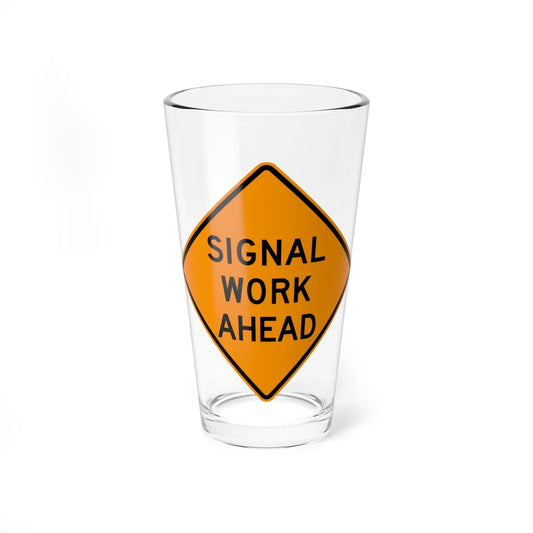 MUTCD-VA TW21-V17 (Virginia) (Road Sign) Pint Glass 16oz 16oz - Go Mug Yourself